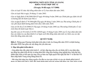 Nghị quyết 06/2008/NQ-HĐND phát triển nhà ở tỉnh An Giang đến 2010