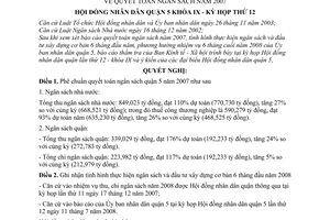 Nghị quyết 02/2008/NQ-HĐND quyết toán ngân sách năm 2007 quận 5