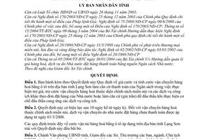 Quyết định 15/2008/QĐ-UBND  giá tính cước vận chuyển hàng hoá bằng ô tô trên địa bàn tỉnh Lạng Sơn