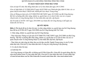 Quyết định 1020/QĐ-UBND 2008 phê duyệt tổ chức bộ máy nhiệm vụ quyền hạn Sở Công thương Trà Vinh