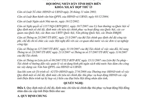 Nghị quyết 123/2008/NQ-HĐND chế độ định mức chi tiêu tài chính đặc thù phục vụ