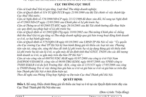 Quyết định 9169/QĐ-CT-THNVDTbổ sung bảng giá tối thiểu ô tô