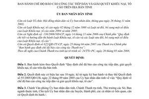 Quyết định 27/2008/QĐ-UBNDchế độ báo cáo công tác tiếp dân