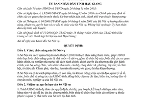 Quyết định 31/2008/QĐ-UBND cơ cấu tổ chức bộ máy của Sở Nội vụ Hậu Giang