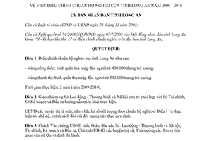 Quyết định 26/2008/QĐ-UBND điều chỉnh chuẩn hộ nghèo Long An 2009 2010
