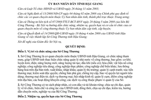 Quyết định 32/2008/QĐ-UBND cơ cấu tổ chức bộ máy Sở Công Thương tỉnh Hậu Giang