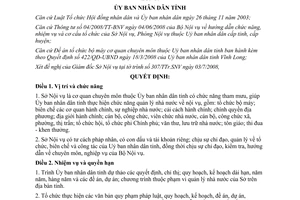 Quyết định 1155/QĐ-UBND năm 2008 chức năng nhiệm vụ Sở Nội vụ Vĩnh Long