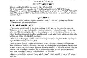 Quyết định 100/2008/QĐ-TTg Phê duyệt Quy hoạch tổng thể phát triển kinh tế - xã hội tỉnh Tuyên Quang đến năm 2020