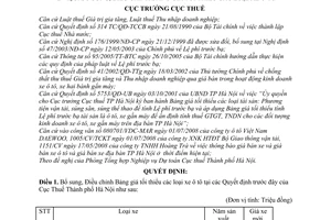 Quyết định 9207/QĐ-CT-THNVDT vbổ sung bảng giá tối thiểu ô tô