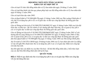 Nghị quyết 16/2008/NQ-HĐND mức thu và sử dụng học phí ở cơ sở giáo dục