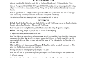 Quyết định số 1174/QĐ-UBND thành lập Ban Tôn giáo trực thuộc Sở Nội vụ Vĩnh Long