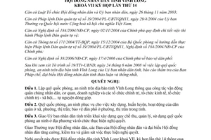 Nghị quyết 81/2008/NQ-HĐND lập quỹ quốc phòng an ninh Vĩnh Long