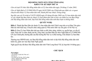 Nghị quyết 80/2008/NQ-HĐND thành lập ban dân tộc thuộc UBND Vĩnh Long