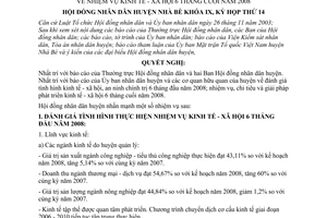 Nghị quyết  03/2008/NQ-HĐND nhiệm vụ kinh tế - xã hội 6 tháng cuối năm 2008 huyện Nhà Bè