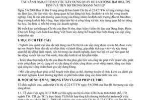 Kế hoạch 1233/KH-TLĐ 2008 xây dựng quan hệ lao động hài hoà ổn định tiến bộ trong doanh nghiệp