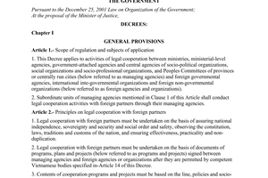 Decree No. 78/2008/ND-CP of July 17, 2008, on management of legal cooperation with foreign partners.