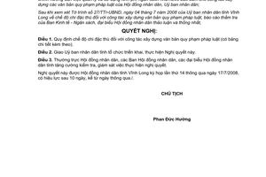 Nghị quyết 77/2008/NQ-HĐND chi đặc thù xây dựng văn bản quy phạm pháp luật Vĩnh Long