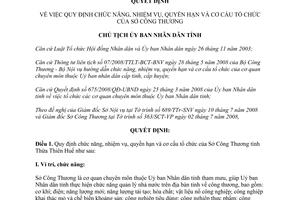 Quyết định 1612/QĐ-UBND năm 2008 chức năng nhiệm vụ Sở Công Thương Thừa Thiên Huế