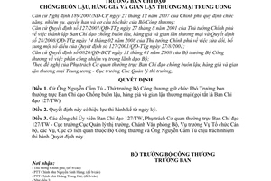 Quyết định 21/QĐ-BCĐ cử Phó Trưởng ban thường trực Ban Chỉ đạo 127/TW