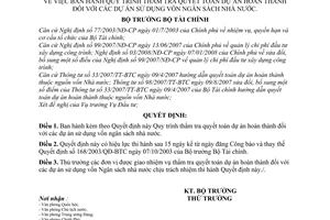 Quyết định 56/2008/QĐ-BTC Quy trình thẩm tra quyết toán dự án hoàn thành đối với các dự án sử dụng vốn ngân sách nhà nước
