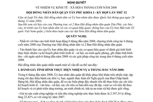 Nghị quyết 72/2008/NQ-HĐND nhiệm vụ kinh tế - xã hội 6 tháng cuối năm 2008 Hội đồng nhân dân quận Tân Phú khóa I - kỳ họp lần thứ 12