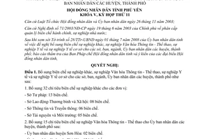 Nghị quyết 101/2008/NQ-HĐND bổ sung biên chế sự nghiệp Phú Yên