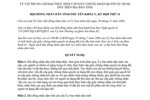 Nghị quyết 94/2008/NQ-HĐND chỉ đạo thực hiện cấp giấy chứng nhận quyền sử dụng đất Phú Yên