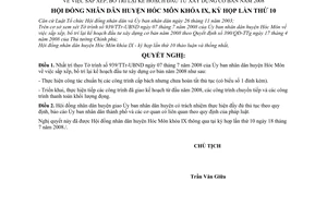 Nghị quyết 49/2008/NQ-HĐND sắp xếp, bố trí lại kế hoạch đầu tư xây dựng cơ bản năm 2008 huyện Hóc Môn