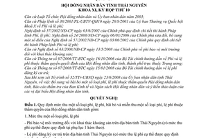 Nghị quyết 13/2008/NQ-HĐND bãi bỏ phí, lệ phí tỉnh Thái Nguyên