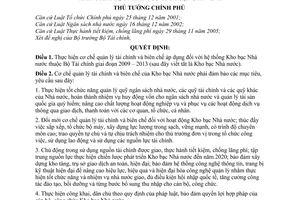 Quyết định 101/2008/QĐ-TTg cơ chế quản lý tài chính và biên chế đối với hệ thống kho bạc nhà nước giai đoạn 2009 – 2013