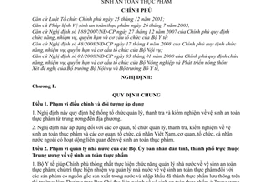 Nghị định 79/2008/NĐ-CP hệ thống tổ chức quản lý, thanh tra kiểm nghiệm vệ sinh an toàn thực phẩm