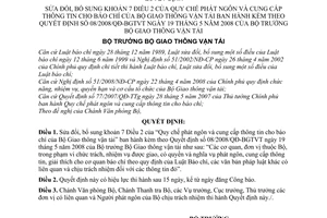 Quyết định 12/2008/QĐ-BGTVT bổ sung Quy chế phát ngôn và cung cấp thông tin cho báo chí Bộ Giao thông vận tải
