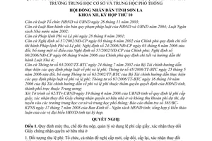 Nghị quyết 217/2008/NQ-HĐND  lệ phí cấp giấy, xác nhận thay đổi giấy chứng nhận quyền sở hữu nhà ở không thu phí dự thi, dự tuyển  trường trung học