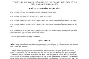 Quyết định 2180/QĐ-UBND 2008 lập thẩm định phê duyệt Quản lý kiến trúc đô thị Thanh Hoá