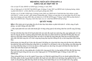 Nghị quyết 213/2008/NQ-HĐND phát triển kinh tế xã hội an ninh quốc phòng 6 tháng cuối 2008 Sơn La