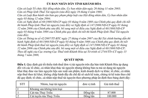 Quyết định 47/2008/QĐ-UBND giá tối thiểu tính thuế đơn vị tài nguyên trên địa bàn tỉnh Khánh Hòa