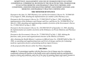 Decision No. 59/2008/QD-BTC amending and supplementing the Finance Minister’s