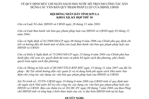 Nghị quyết 227/2008/NQ-HĐND chi xây dựng văn bản quy phạm pháp Sơn La