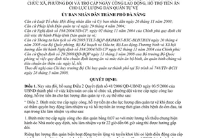 Quyết định 37/2008/QĐ-UBND sửa đổi Quyết định 41/2006/QĐ-UBND kiện toàn cơ cấu tổ chức xã, phường đội trợ cấp ngày công lao động