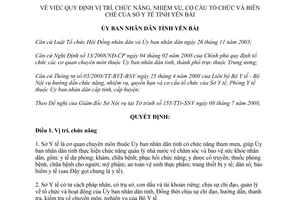 Quyết định 1174/QĐ-UBND năm 2008 vị trí chức năng cơ cấu biên chế Sở Y tế Yên Bái