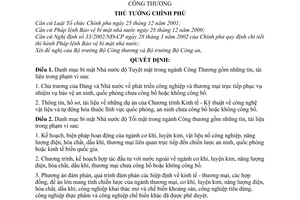 Quyết định 106/2008/QĐ-TTg danh mục bí mật nhà nước độ Tuyệt mật, Tối mật trong ngành công thương