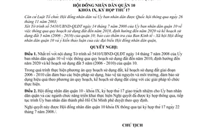 Nghị quyết 09/2008/NQ-HĐND quy hoạch sử dụng đất đến năm 2010, định hướng đến năm 2020 và kế hoạch sử dụng đất 5 năm (2006 - 2010) quận 10