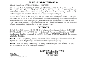 Quyết định 27/2008/QĐ-UBND điều chỉnh Quyết định 14/2008/QĐ-UBND Long An