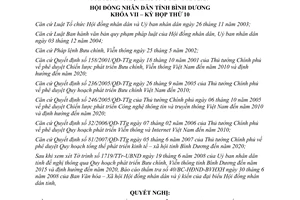 Nghị quyết 05/2008/NQ-HĐND7 phát triển Bưu chính viễn thông Bình Dương đến 2015