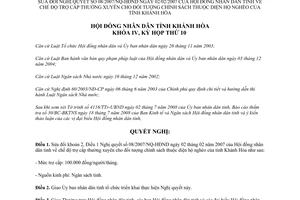 Nghị quyết 14/2008/NQ-HĐND sửa đổi chế độ trợ cấp thường xuyên cho diện hộ nghèo Khánh Hòa