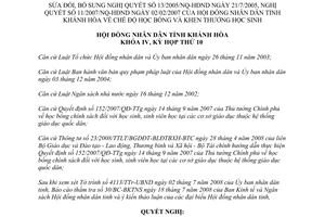 Nghị quyết 15/2008/NQ-HĐND sửa đổi 13/2005/NQ-HĐND 11/2007/NQ-HĐND học bổng khen thưởng học sinh Khánh Hòa