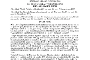 Nghị quyết 01/2008/NQ-HĐND7 giải pháp phát triển kinh tế xã hội 6 tháng cuối 2008 Bình Dương