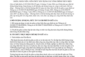 Thông tư 12/2008/TT-BLĐTBXH bổ sung chế độ ăn giữa ca công nhân, nhân viên, viên chức xây dựng công trình thủy điện