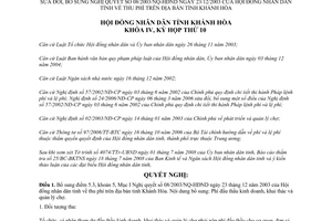 Nghị quyết 18/2008/NQ-HĐND thu phí Khánh Hòa