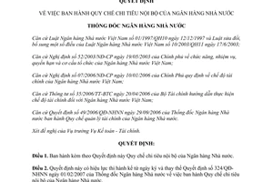 Quyết định 1636/QĐ-NHNN 2008 qui chế chi tiêu nội bộ của Ngân hàng Nhà nước